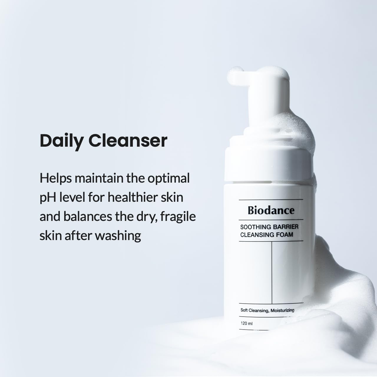 BIODANCE Soothing Barrier Cleansing Foam, Micro Bubble Foam, Gentle & Mild Face Cleanser | 4.06 fl.oz, 120ml