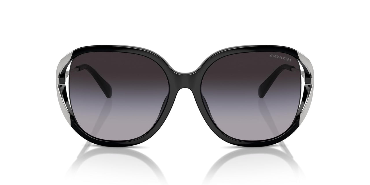 COACH Women's HC8396U Universal Fit Square Sunglasses, Black/Grey Gradient, 56 mm