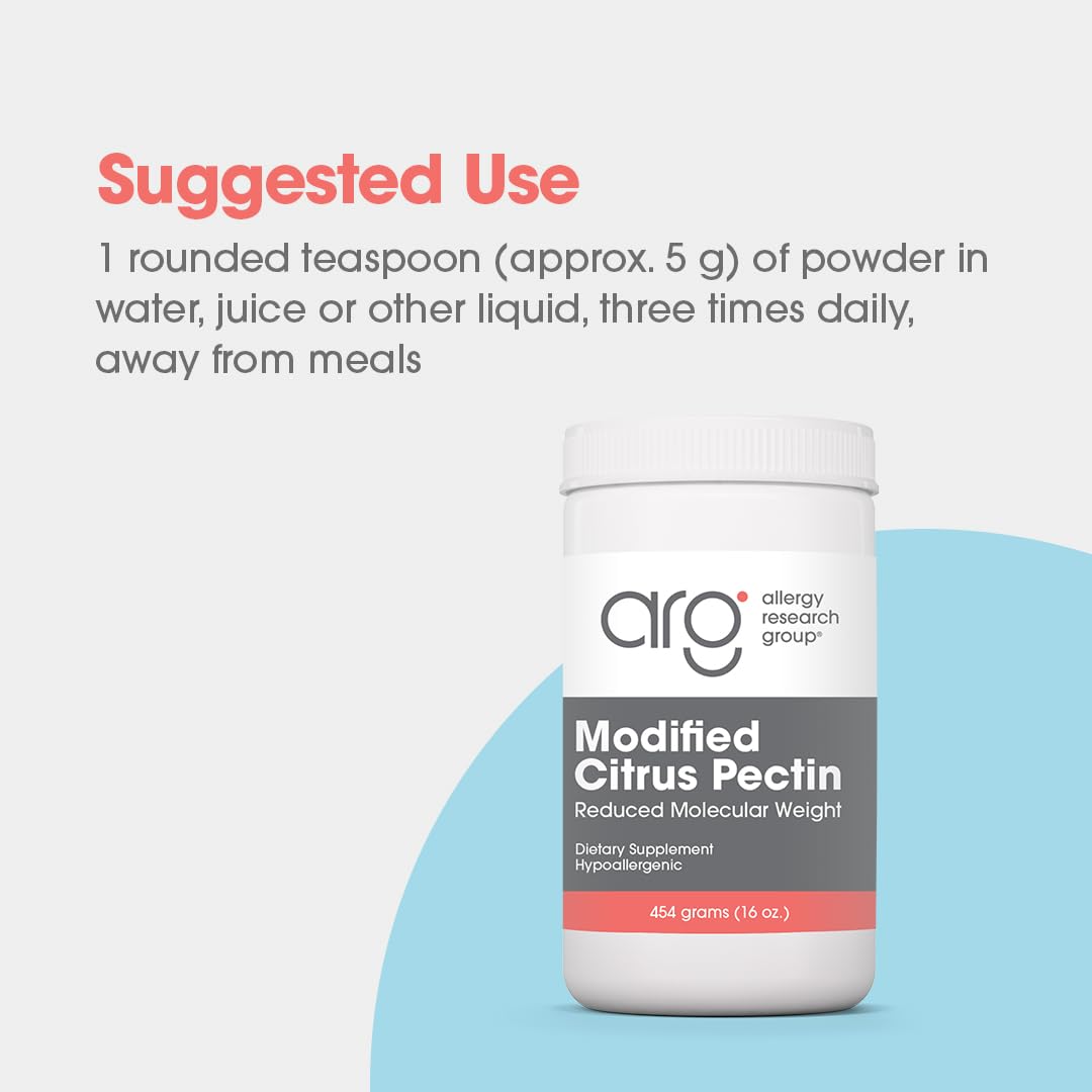 Allergy Research Group Citrus Pectin Powder - Modified Citrus Pectin for Detox and Cleanse Support, Unflavored Soluble Dietary Fiber Supplement for Digestive Health - 16 oz (454 g)