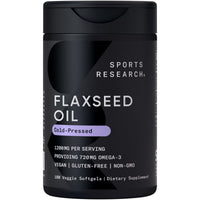 Thumbnail for Sports Research® Vegan Flaxseed Oil (1200mg) Herbal Supplement with Plant-Based ALA Omega 3 - Vegan Certified & Non-GMO Verified - Gluten, Soy & Carrageenan Free (180 Veggie Softgels)