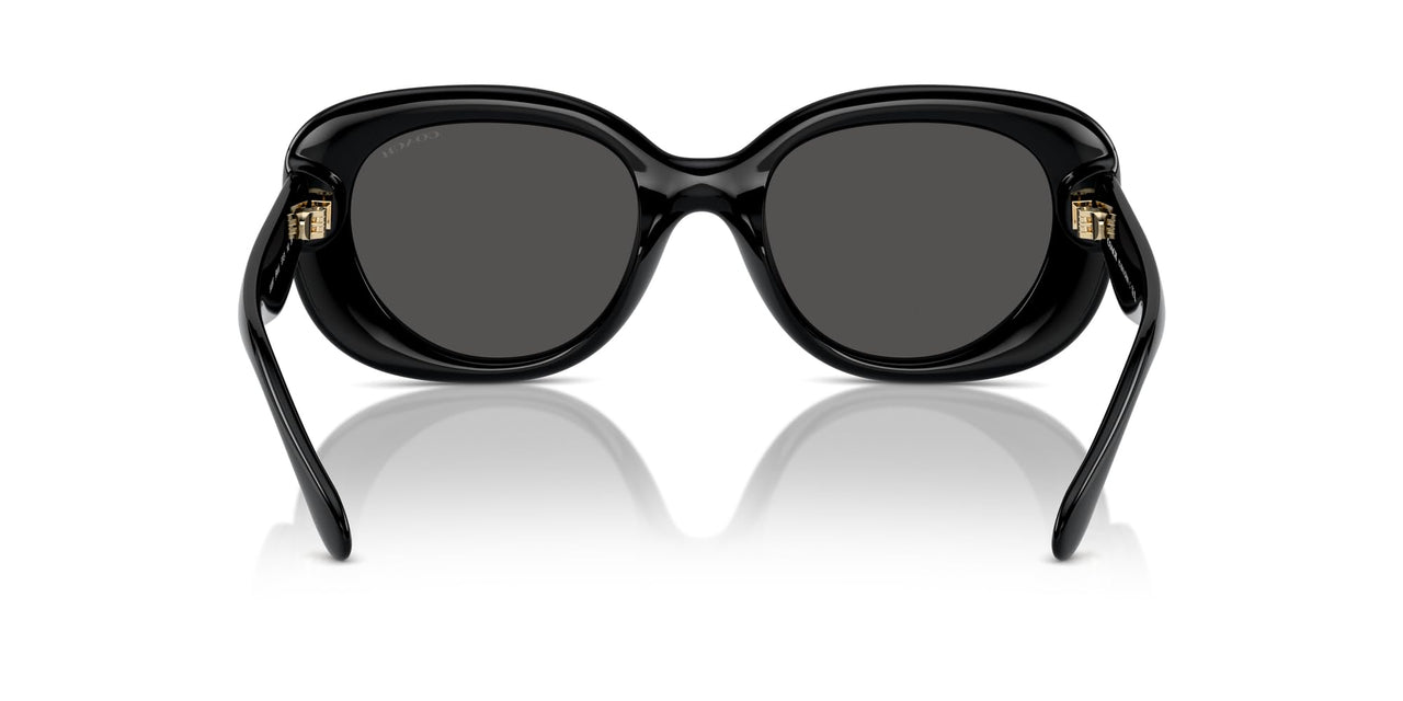 COACH Women's HC8391U Sculpted C Hardware Universal Fit Oval Sunglasses, Black/Grey Solid, 53 mm