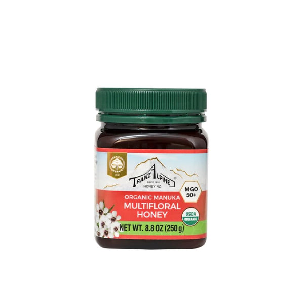 Tranzalpine Organic Manuka Multifloral Honey Blend MGO 50+, No Artificial Flavours, Non GMO, 8.8 Ounce (Pack of 1)