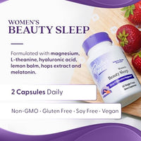 Thumbnail for Doctor's Best Womens Beauty Sleep with Magnesium, Theanine, Melatonin, Sleep & Relaxation Support, Non-GMO, Gluten Free, Soy Free, Vegan 60 Veggie Caps