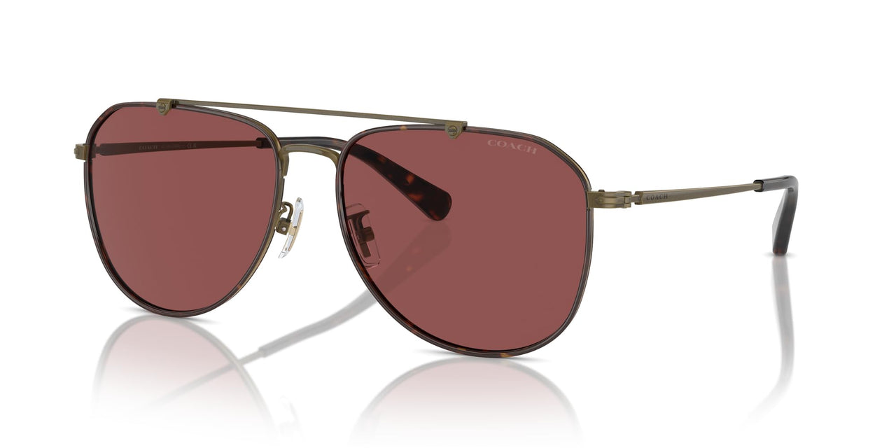 COACH Men's HC7164 Aviator Sunglasses, Antique Gold/Dark Tortoise/Wine Solid, 59 mm