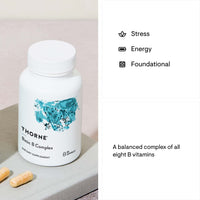 Thumbnail for THORNE Basic B-Complex - Tissue-Ready Vitamin B Complex Supplement with Choline - Supports Cellular Energy Production, Brain Health & Red Blood Cell Formation* - Gluten-Free, Dairy-Free - 60 Capsules