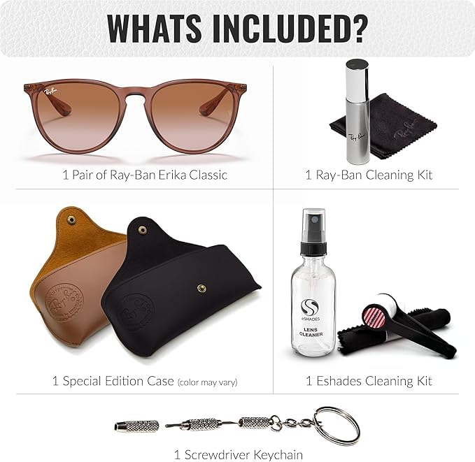 Ray-Ban RB4171 ERIKA CLASSIC Phantos Shaped Non-Polarized Sunglasses for Women – Includes Official RAYBAN Eyewear Kit – Ideal Formal & Casual Wear Sunglasses – Gradient Brown Lens