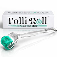 Thumbnail for FolliRoll Derma Roller for HAIR and SKIN - for Face and Scalp Derma Stamp, 192 Titanium Individual Microneedles | FREE Storage Case | for Men and Women (0.30mm)