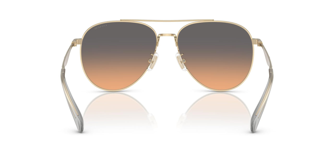 COACH Women's HC7169 Aviator Sunglasses, Shiny Light Gold/Smokey Peach Gradient, 57 mm