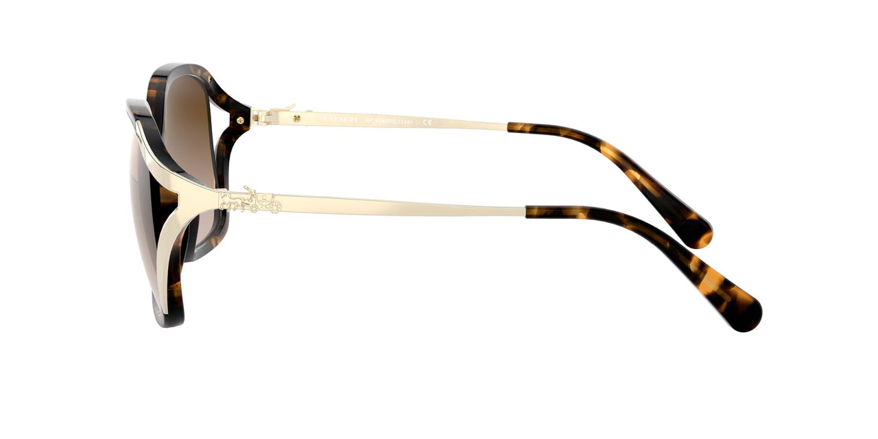 COACH HC8280U Universal Fit Sunglasses, Dark Tortoise/Brown Gradient, 57 mm