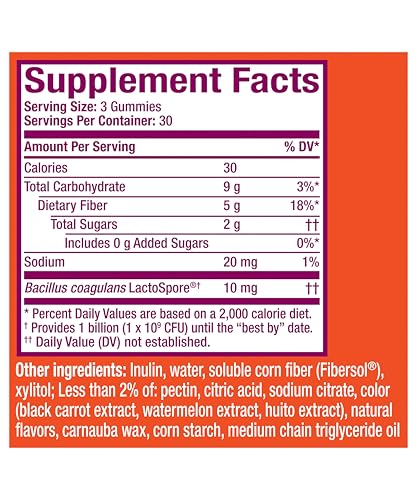Metamucil Fiber Gummies for Adults with Probiotics for Bloating Relief, No Sugar Added Strawberry Kiwi BlackBerry Flavors, 5g Prebiotic Plant Based Fiber Supplement Blend, 90 Count