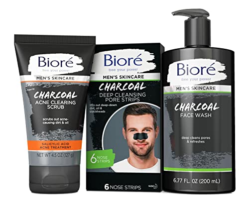 Bioré Men's Skincare Charcoal Face Wash, Deep Cleans Pores & Refreshes Skin, 6.77 Fl. Ounces