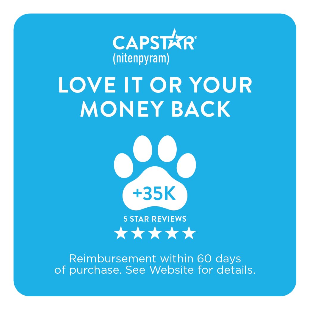 Capstar (Nitenpyram) Fast-Acting Oral Flea Treatment for Dogs 2-25 Lbs, Vet-Recommended Medication Tablets, Flea Tablets for Dogs Start Killing in 30 Minutes, 6 Doses