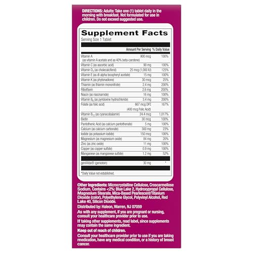 Centrum Complete Multivitamin Supplement + Hot Flash Support Menopause Support Tablets, with Clinically Studied geniVida, 30 Count