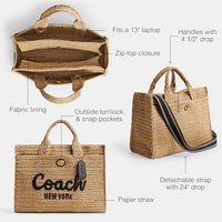 Thumbnail for Coach Straw Cargo Tote, B4/Natural