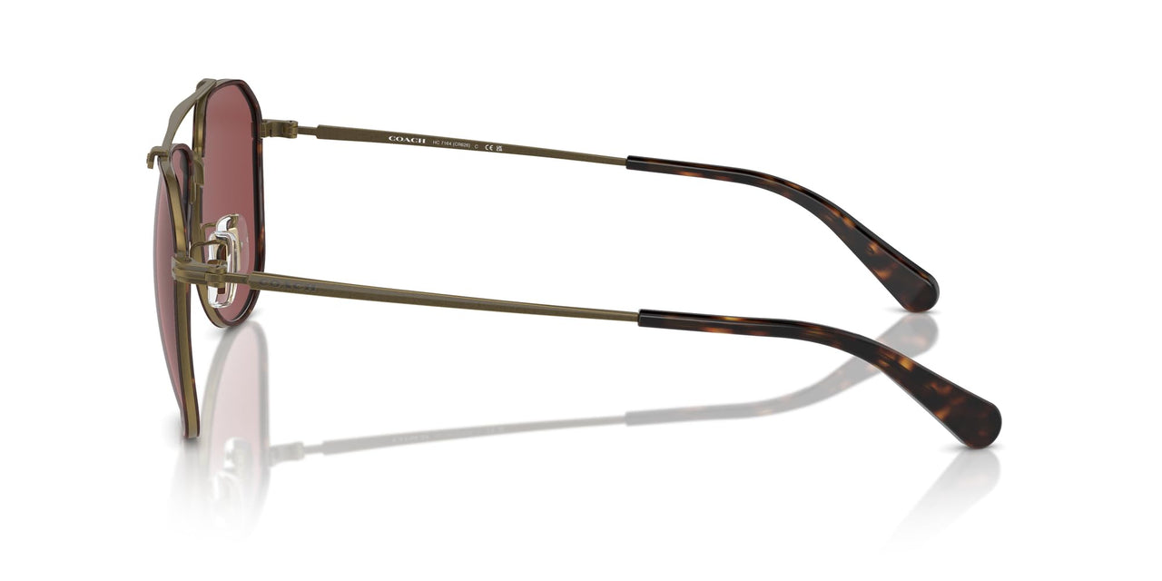 COACH HC7164 Sunglasses, Antique Gold/Dark Tortoise/Wine Solid, 59 mm