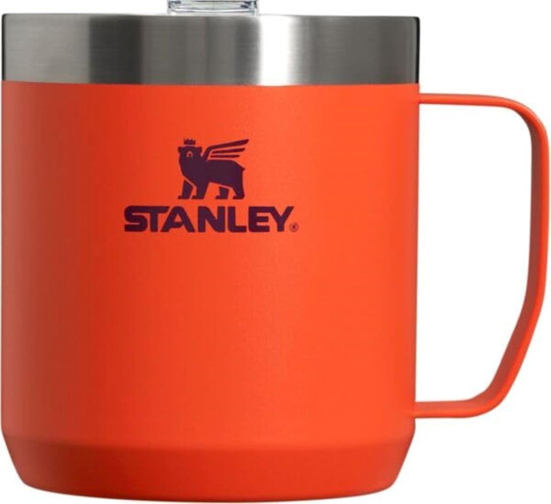 STANLEY Stay-Hot Camp Mug 12 oz | Press Fit Drink Through Lid | Cup for Coffee, Tea and Drinks | Insulated Stainless Steel Coffee Mug | BPA-Free | Tigerlily Plum