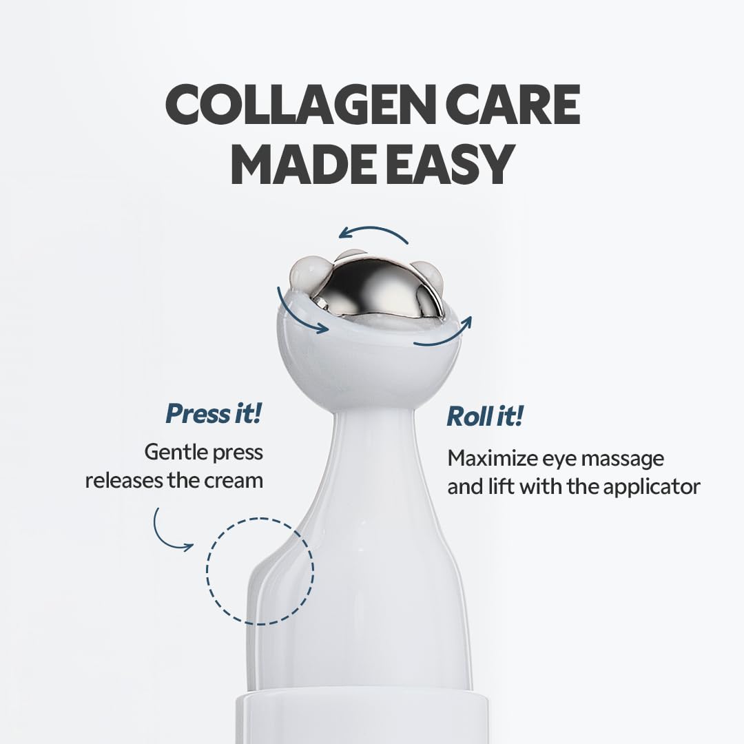 TIRTIR Collagen Lifting Eye Cream - Roller Applicator, Wrinkle Spot Treatment, Revitalizing Moisturizer,Tightening Under Eye For Wrinkles,Fine Lines, Under Eye Bags, Lift Treatment For Men & Women