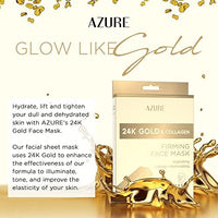 Thumbnail for Azure Cosmetics 24K Gold Firming Face Mask- Anti Aging, Hydrating, Toning & Firming Facial Sheet - Helps Reduce Wrinkles & Fine Lines - With Hyaluronic Acid & Collagen - Made in Korea - Pack of 5