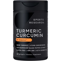 Thumbnail for Sports Research Turmeric Curcumin C3 Complex - Softgels with Bioperine Black Pepper Extract & Organic Coconut Oil, Standardized 95% Curcuminoids - Non-GMO Verified & Gluten Free - 500mg, 120 Count