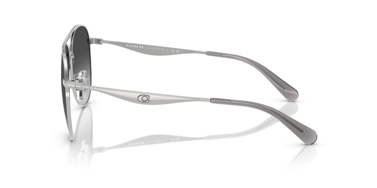 COACH Women's HC7169 Aviator Sunglasses, Shiny Silver/Grey Gradient, 57 mm