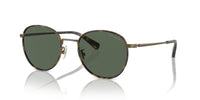 Thumbnail for COACH Men's HC7163 Round Sunglasses, Antique Gold/Tokyo Tortoise/Green Solid, 52 mm
