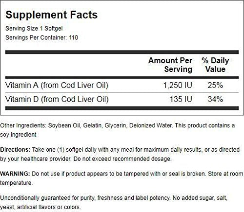 21st Century Norwegian Cod Liver Oil, 400 mg, 110 Softgels