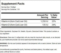 Thumbnail for 21st Century Norwegian Cod Liver Oil, 400 mg, 110 Softgels