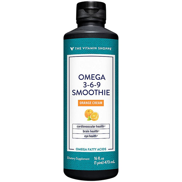 The Vitamin Shoppe Omega 3-6-9 Smoothie - Complete EFA Formula | Orange Cream Flavor Liquid | 16 oz | Heart & Brain Health