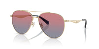 Thumbnail for COACH Women's HC7169 Aviator Sunglasses, Shiny Light Gold/Blue Saddle Gradient, 57 mm