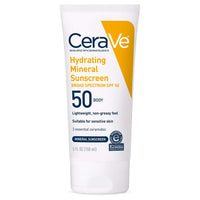Thumbnail for CeraVe 100% Mineral Sunscreen SPF 50 with Zinc Oxide & Titanium Dioxide, Hyaluronic Acid & Ceramides, Oil Free & Non-Greasy, Hydrating Mineral Sunscreen For Body, 5 oz