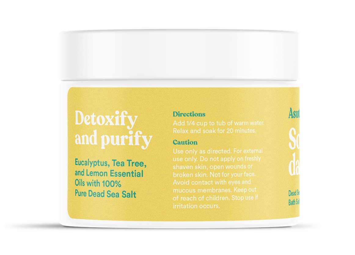 ASUTRA Dead Sea Bath Salts (Detox & Slim Down), 16 oz - Soak in Rich & Vital Healing Minerals - Purify & Energize with Eucalyptus, Sweet Orange, & Lemon Essential Oils
