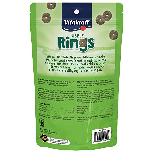 Vitakraft Nibble Rings Small Animal Treat, 10.6 oz Healthy Crunchy Snack for Rabbits, Guinea Pigs, Hamsters & Other Small Pets, Wholesome Wheat & Alfalfa, Added Vitamins & No Artificial Flavors