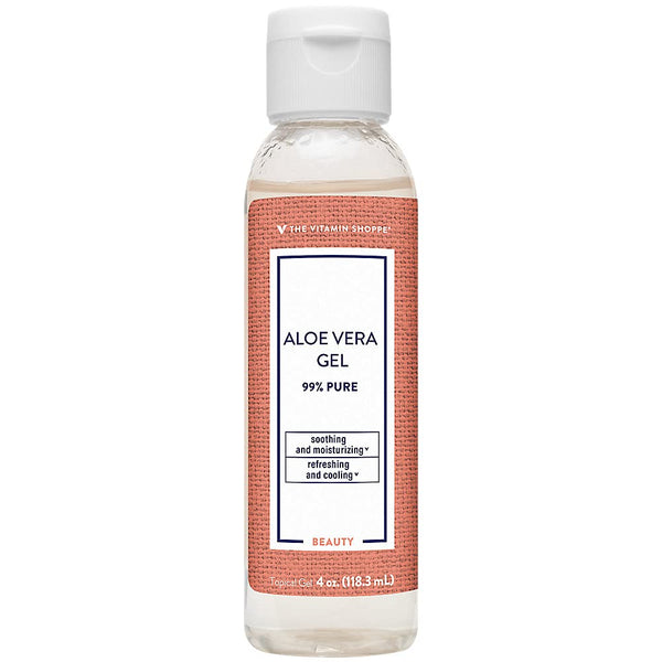 The Vitamin Shoppe Aloe Vera Gel 99% Pure - Sunburn Relief & Skin Moisturizer | After-Sun Care | 4 oz Topical | Organic Leaf Extract