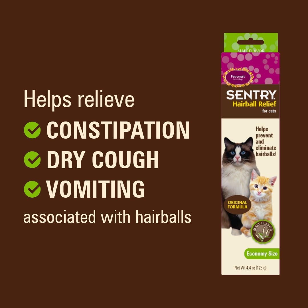 SENTRY PET CARE Sentry Hairball Relief for Cats,Malt Flavor,4.4 Ounces
