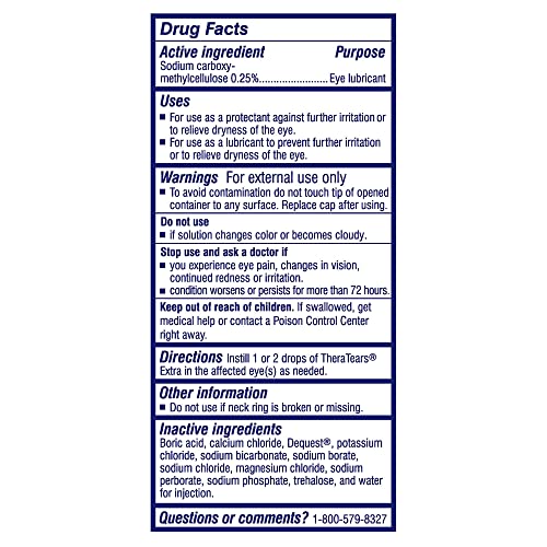 TheraTears Extra Dry Eye Therapy Lubricating Eye Drops for Dry Eyes, 0.5 Fl Oz