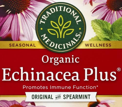 Traditional Medicinals Organic Echinacea Plus Seasonal Tea (Pack of 1), Promotes Immune Function, 16 Tea Bags