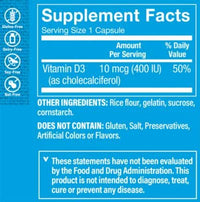 Thumbnail for The Vitamin Shoppe Dry Vitamin D3 400IU, Supports Bone Immune Health, Aids in Cellular Growth Calcium Absorption, Gluten Free Once Daily Formula (300 Capsules)
