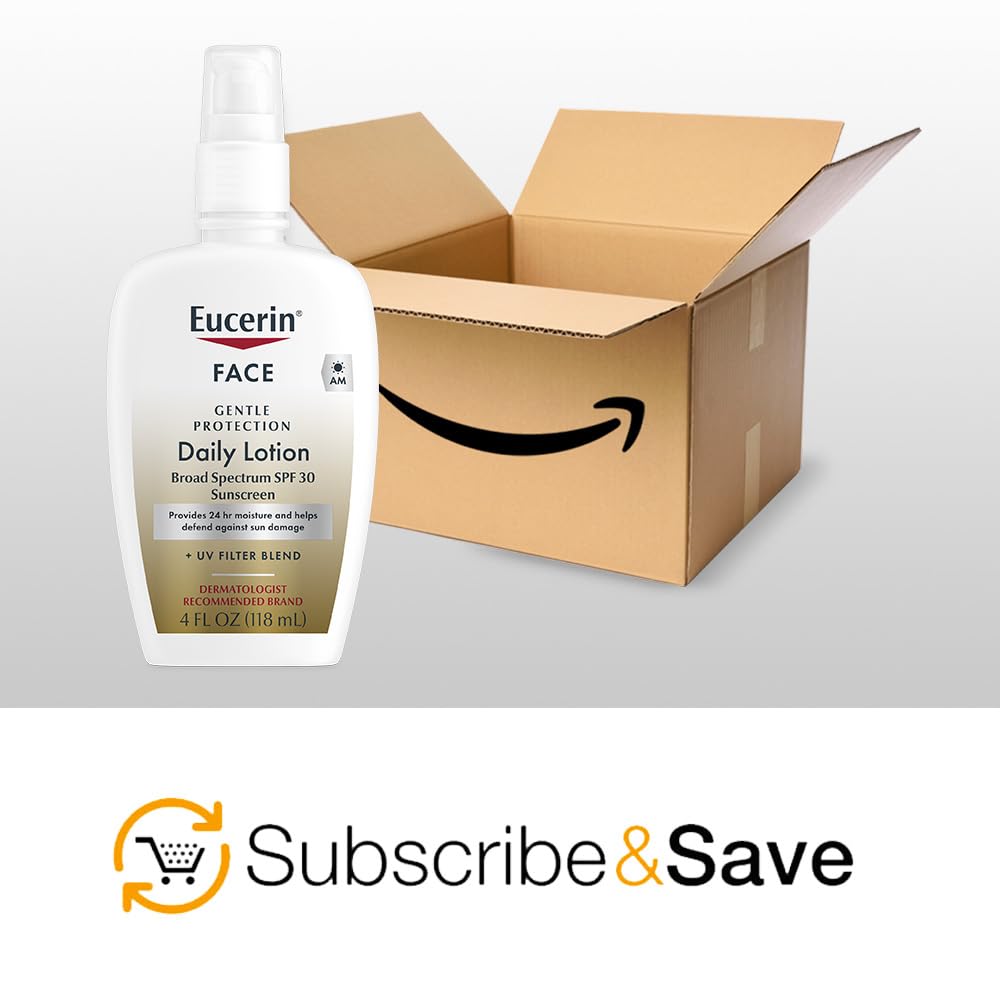 Eucerin Daily Protection Face Lotion with Broad Spectrum SPF 30 Sunscreen, Face Sunscreen Moisturizes and Helps Protect Sensitive, Dry Skin, Fragrance Free, 4 Fl Oz (Packaging May Vary)