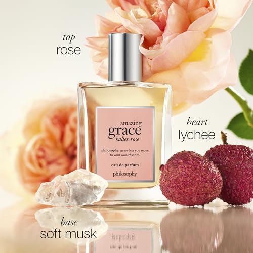 philosophy amazing grace ballet rose eau de parfum - dreamy & floral women's perfume - with notes of rose, lychee & musk - long lasting fragrance - 2 fl oz