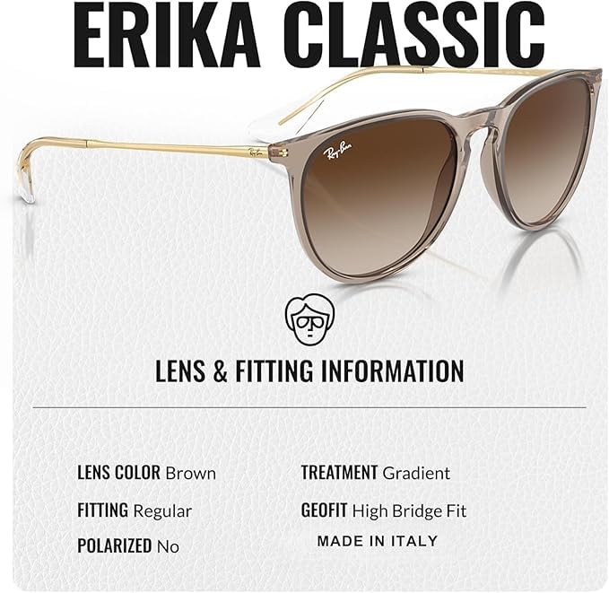 Ray-Ban RB4171 ERIKA CLASSIC Phantos Shaped Non-Polarized Sunglasses for Women – Includes Official RAYBAN Eyewear Kit – Ideal Formal & Casual Wear Sunglasses – Brown Lens