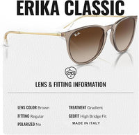 Thumbnail for Ray-Ban RB4171 ERIKA CLASSIC Phantos Shaped Non-Polarized Sunglasses for Women – Includes Official RAYBAN Eyewear Kit – Ideal Formal & Casual Wear Sunglasses – Brown Lens