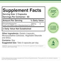 Thumbnail for PhosphatidylSerine Supplement 300mg Per Serving, 120 Capsules (Phosphatidyl Serine Complex) by Double Wood