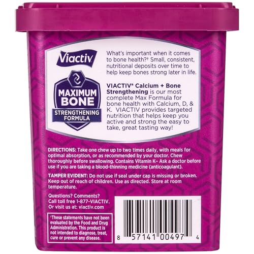 Viactiv Calcium +Vitamin D3 Supplement Soft Chews, Milk Chocolate, 60 Chews - Calcium Dietary Supplement for Bone Health