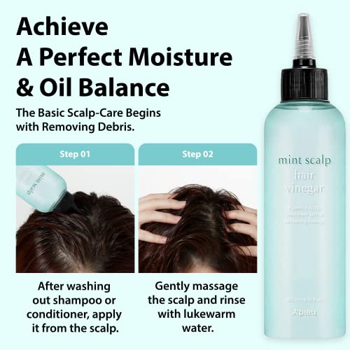A'PIEU Mint Hair Vinegar Rince 6.76 fl oz - Advanced Scalp Treatment for Oil Control, Korean Hair Care, Hydrating & pH Balancing, Clarifies & Refreshes