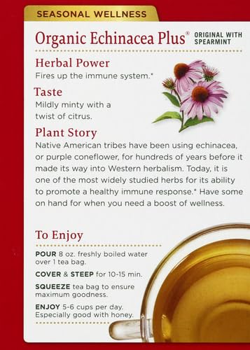 Traditional Medicinals Organic Echinacea Plus Seasonal Tea (Pack of 1), Promotes Immune Function, 16 Tea Bags