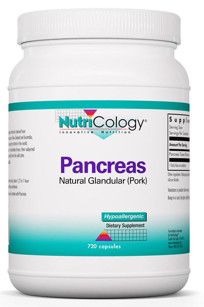 NutriCology Pancreas Natural Glandular - Supports Healthy Pancreas, Immune & Digestive Activity - 425 mg per Serving - Freeze Dried Tissue from Pork - 720 Servings - 720 Capsules
