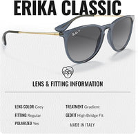 Thumbnail for Ray-Ban RB4171 ERIKA CLASSIC POLARIZED Phantos Shaped Sunglasses for Men & Women – Includes Official Rayban Eyewear Kit – Ideal Formal & Casual Wear Sunglasses – Grey Lens