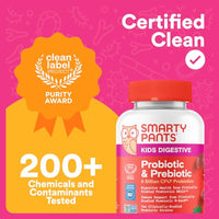 Thumbnail for SmartyPants Kids Probiotic & Prebiotic Gummies for Digestive Health: Gut Health Supplement, Clinically Studied Prebiotic for Immune Support, Strawberry, 60 Count (30 Day Supply)