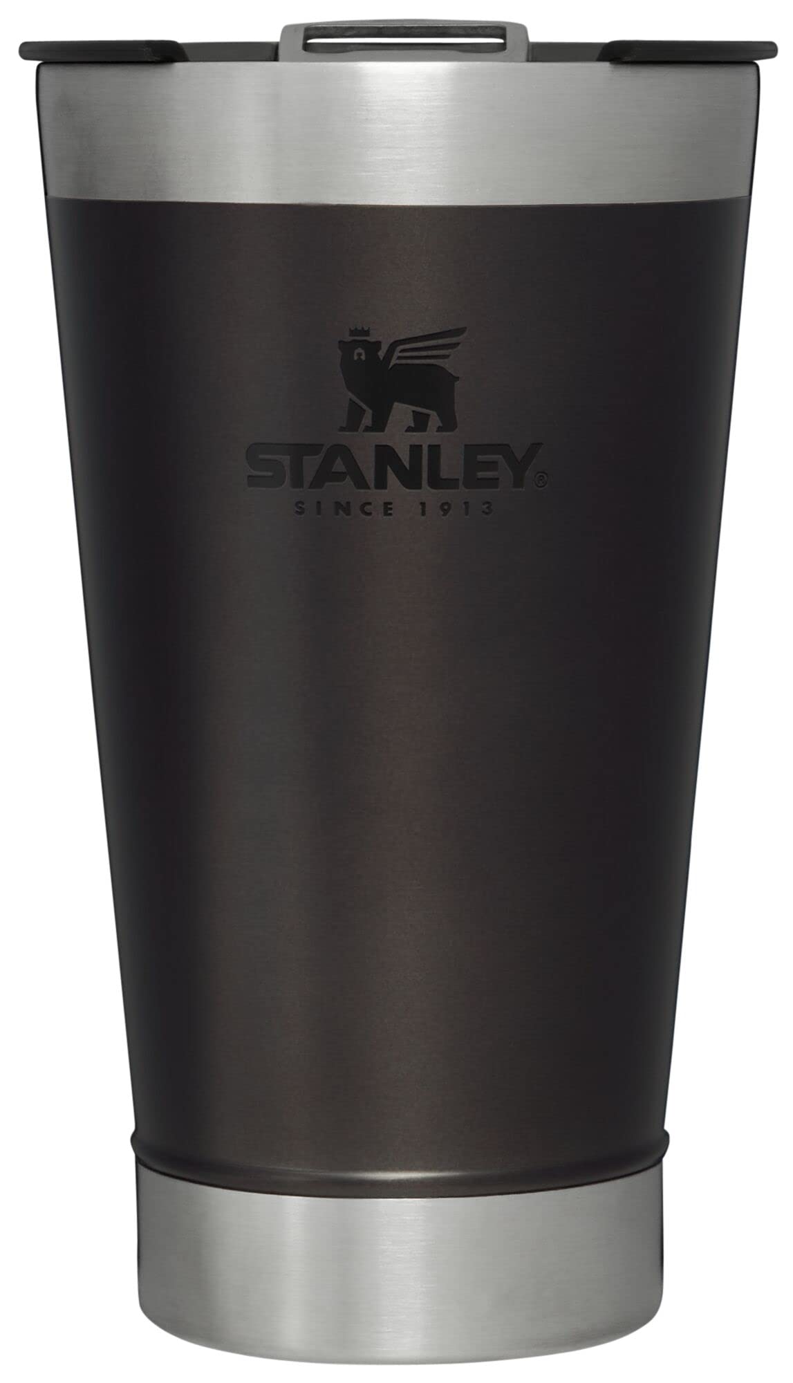 STANLEY Stay-Chill Beer Pint 16 oz | Wide Mouth Lid | Built-In Bottle Opener | Beer Tumbler Cup | Insulated Stainless Steel Pint Glass | BPA-Free | Charcoal Glow
