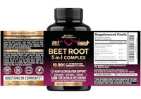 Thumbnail for Beet Root 5-in-1 Complex Capsules - Healthy Blood Pressure Support Supplement** for Heart & Circulation Support - Olive Leaf, Hawthorn Berry & Hibiscus - for Men & Women - Made in USA, 120 Capsules